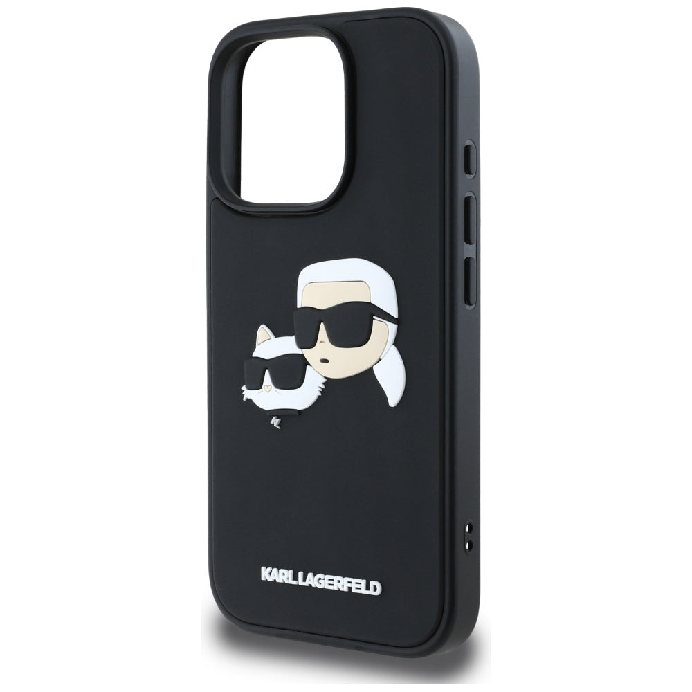Skyddsfodral för Apple iPhone 16 Pro Max, Karl Lagerfeld, 3D Rubber Karl & Choupette, Svart