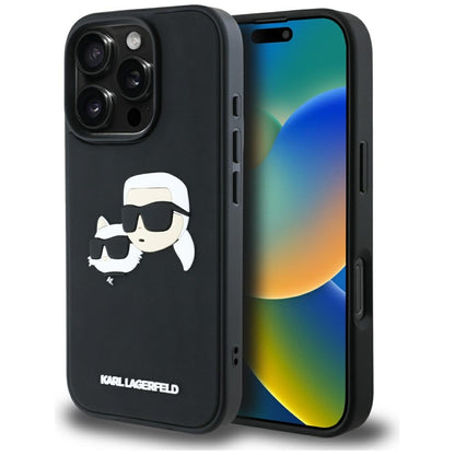 Skyddsfodral för Apple iPhone 16 Pro Max, Karl Lagerfeld, 3D Rubber Karl & Choupette, Svart