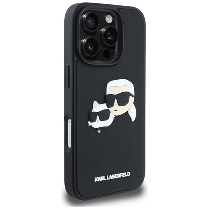 Skyddsfodral för Apple iPhone 16 Pro Max, Karl Lagerfeld, 3D Rubber Karl & Choupette, Svart