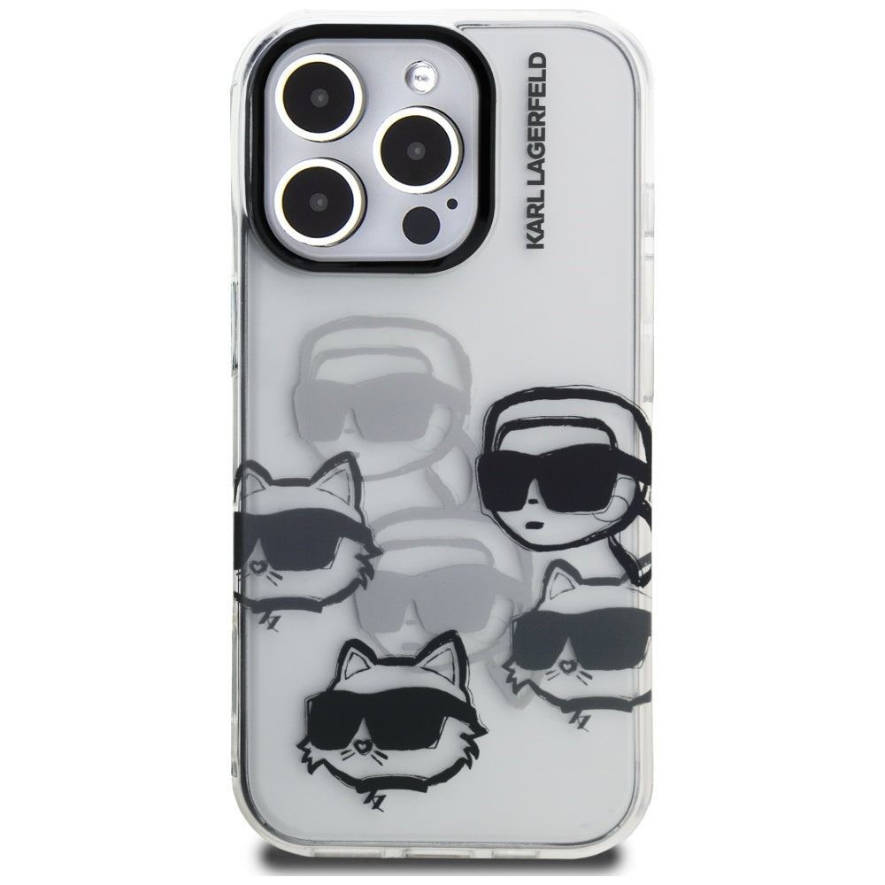 Fodral för Apple iPhone 16 Pro Max, Karl Lagerfeld, IML Luxury Multi Head Pattern, Transparent