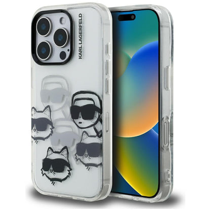Fodral för Apple iPhone 16 Pro Max, Karl Lagerfeld, IML Luxury Multi Head Pattern, Transparent