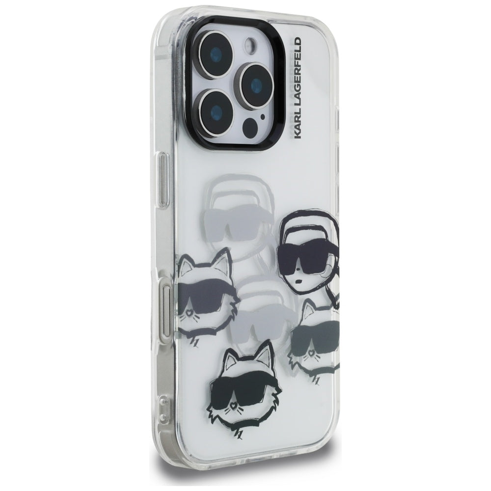 Fodral för Apple iPhone 16 Pro Max, Karl Lagerfeld, IML Luxury Multi Head Pattern, Transparent