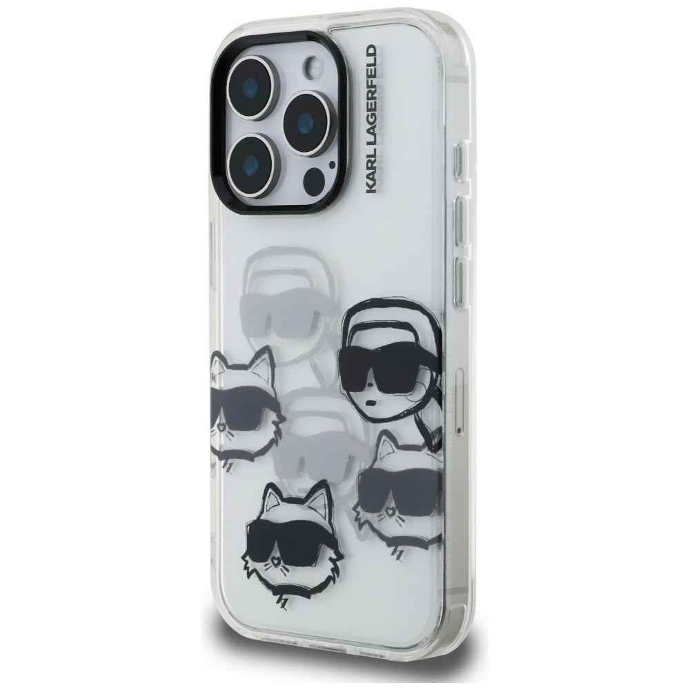 Fodral för Apple iPhone 16 Pro Max, Karl Lagerfeld, IML Luxury Multi Head Pattern, Transparent