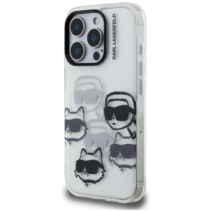 Fodral för Apple iPhone 16 Pro Max, Karl Lagerfeld, IML Luxury Multi Head Pattern, Transparent