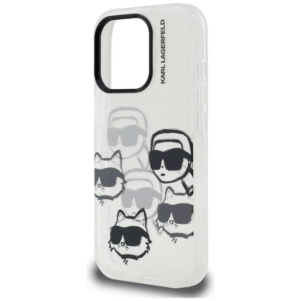 Fodral för Apple iPhone 16 Pro Max, Karl Lagerfeld, IML Luxury Multi Head Pattern, Transparent