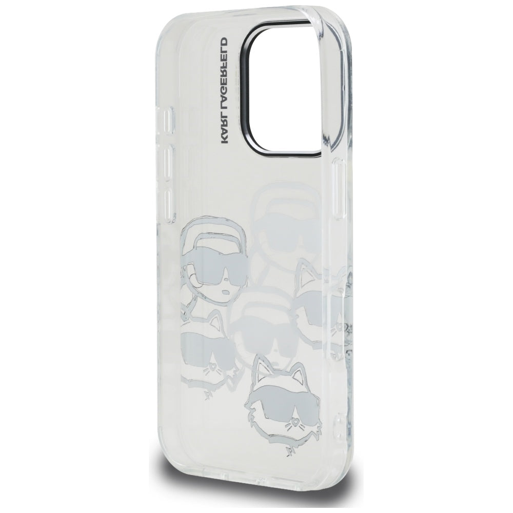 Fodral för Apple iPhone 16 Pro Max, Karl Lagerfeld, IML Luxury Multi Head Pattern, Transparent