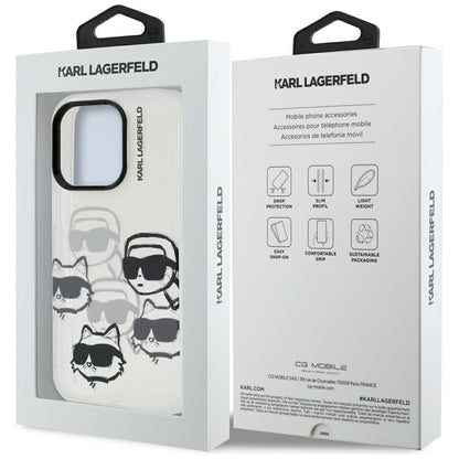 Fodral för Apple iPhone 16 Pro Max, Karl Lagerfeld, IML Luxury Multi Head Pattern, Transparent