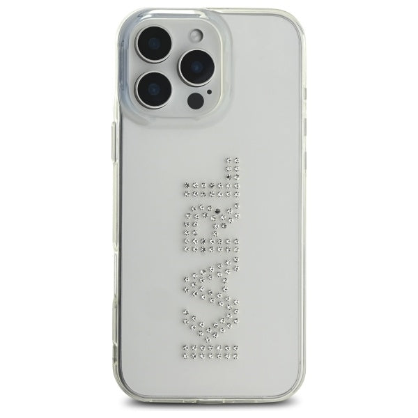 Skal för Apple iPhone 16 Pro Max, Karl Lagerfeld, IML Rhinestones Transparent Logo, Transparent