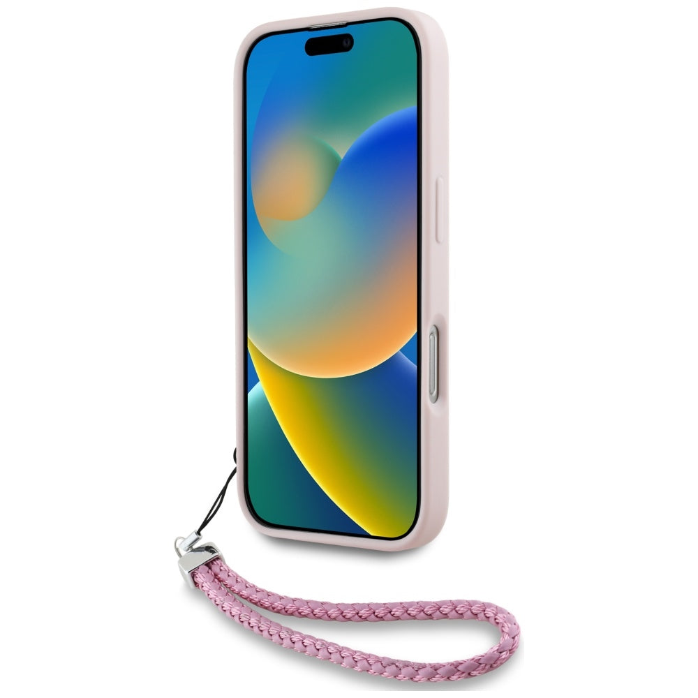 Fodral för Apple iPhone 16 Pro Max, Karl Lagerfeld, Quilted Initial Logo & Chain Strap, Rosa