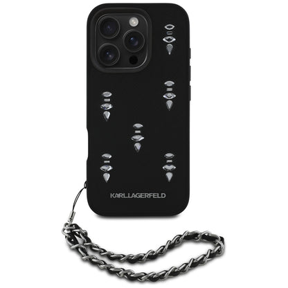 Skyddsfodral för Apple iPhone 16 Pro Max, Karl Lagerfeld, Saffiano Crystals & Charm, Svart