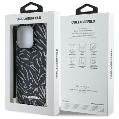 Fodral för Apple iPhone 16 Pro Max, Karl Lagerfeld, Zebra with Cord Strap, Lila