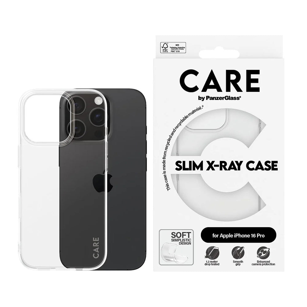 Skyddsfodral för Apple iPhone 16 Pro, PanzerGlass, Fashionable Care, Transparent