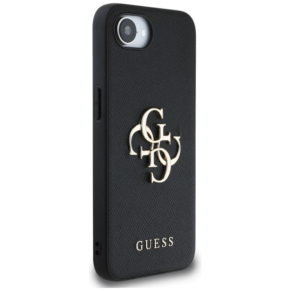 Fodral för Apple iPhone 16e, Guess, 4G Grained Big and Classic Logo, Svart