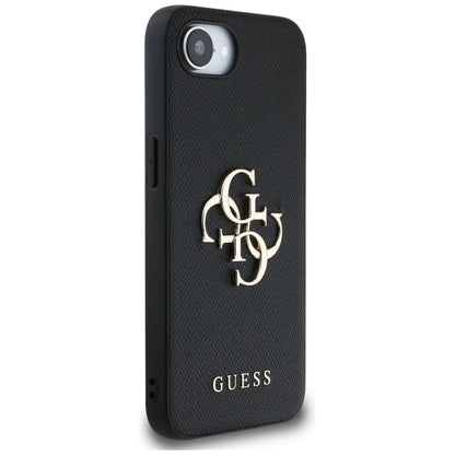 Fodral för Apple iPhone 16e, Guess, 4G Grained Big and Classic Logo, Svart
