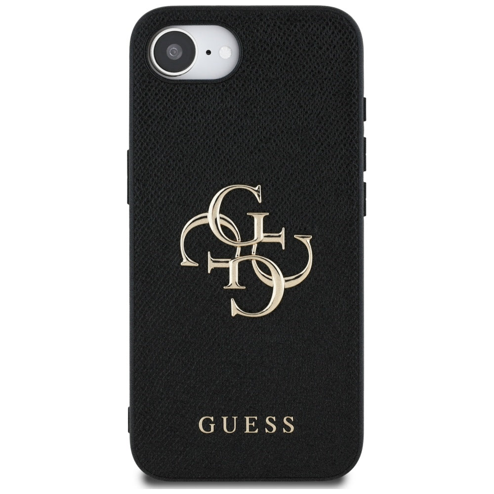 Fodral för Apple iPhone 16e, Guess, 4G Grained Big and Classic Logo, Svart