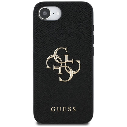 Fodral för Apple iPhone 16e, Guess, 4G Grained Big and Classic Logo, Svart