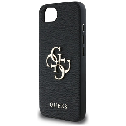 Fodral för Apple iPhone 16e, Guess, 4G Grained Big and Classic Logo, Svart