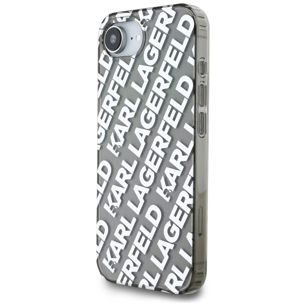 Skyddsfodral för Apple iPhone 16e, Karl Lagerfeld, IML Luxury Silver Fullover Logo, Silver