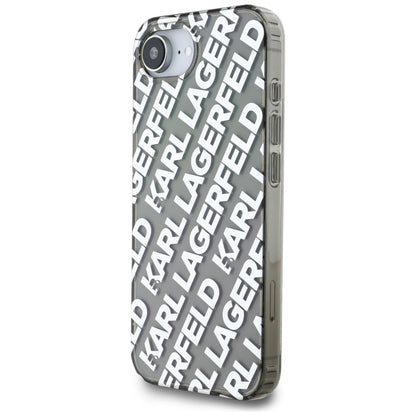 Skyddsfodral för Apple iPhone 16e, Karl Lagerfeld, IML Luxury Silver Fullover Logo, Silver
