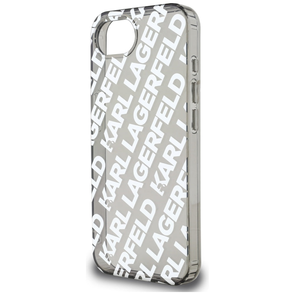Skyddsfodral för Apple iPhone 16e, Karl Lagerfeld, IML Luxury Silver Fullover Logo, Silver