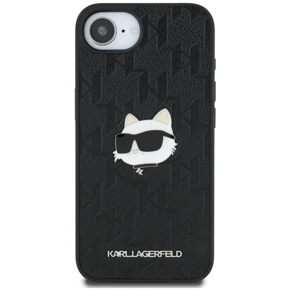 Fodral för Apple iPhone 16e, Karl Lagerfeld, Monogram Choupette's Head, Svart