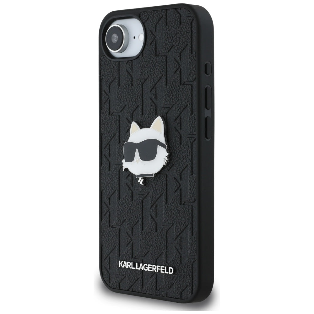 Fodral för Apple iPhone 16e, Karl Lagerfeld, Monogram Choupette's Head, Svart