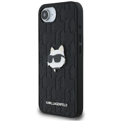 Fodral för Apple iPhone 16e, Karl Lagerfeld, Monogram Choupette's Head, Svart