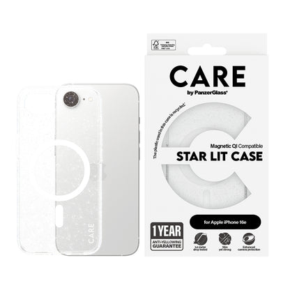 Skyddsfodral för Apple iPhone 16e, PanzerGlass, Care Urban Combat Star Lit, Transparent Vit