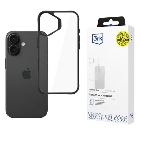 Skyddsfodral för Apple iPhone 17, 3MK, Satin Armor Case+, Svart