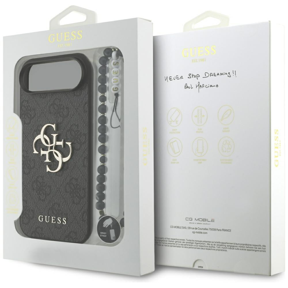 Skyddsfodral för Apple iPhone 17 Air, Guess, 4G Classic Logo med rem, Svart