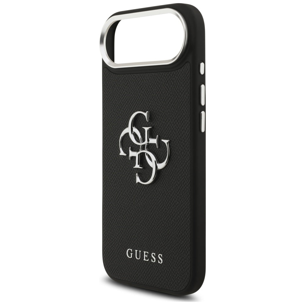 Skyddsfodral för Apple iPhone 17 Air, Guess, 4G Grained Big and Classic Logo, Svart Silver