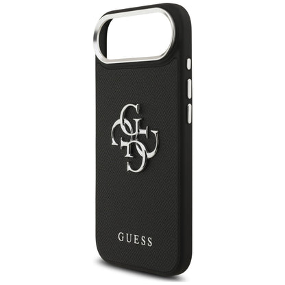 Skyddsfodral för Apple iPhone 17 Air, Guess, 4G Grained Big and Classic Logo, Svart Silver