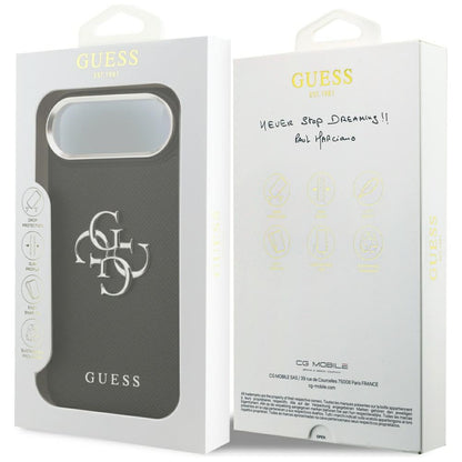Skyddsfodral för Apple iPhone 17 Air, Guess, 4G Grained Big and Classic Logo, Svart Silver
