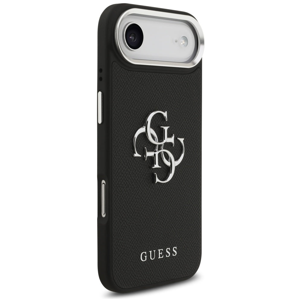 Skyddsfodral för Apple iPhone 17 Air, Guess, 4G Grained Big and Classic Logo, Svart Silver