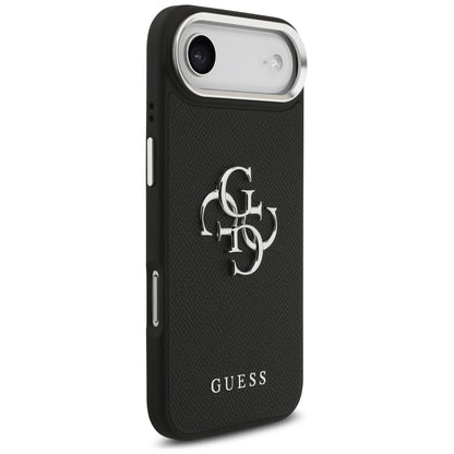 Skyddsfodral för Apple iPhone 17 Air, Guess, 4G Grained Big and Classic Logo, Svart Silver