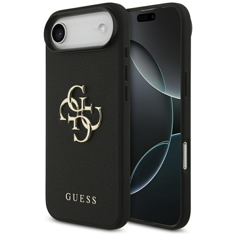 Fodral för Apple iPhone 17 Air, Guess, 4G Grained Big and Classic Logo, Svart