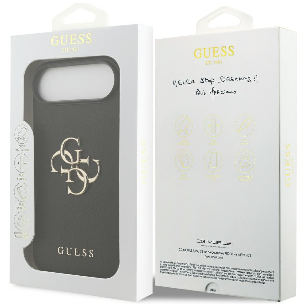 Fodral för Apple iPhone 17 Air, Guess, 4G Grained Big and Classic Logo, Svart