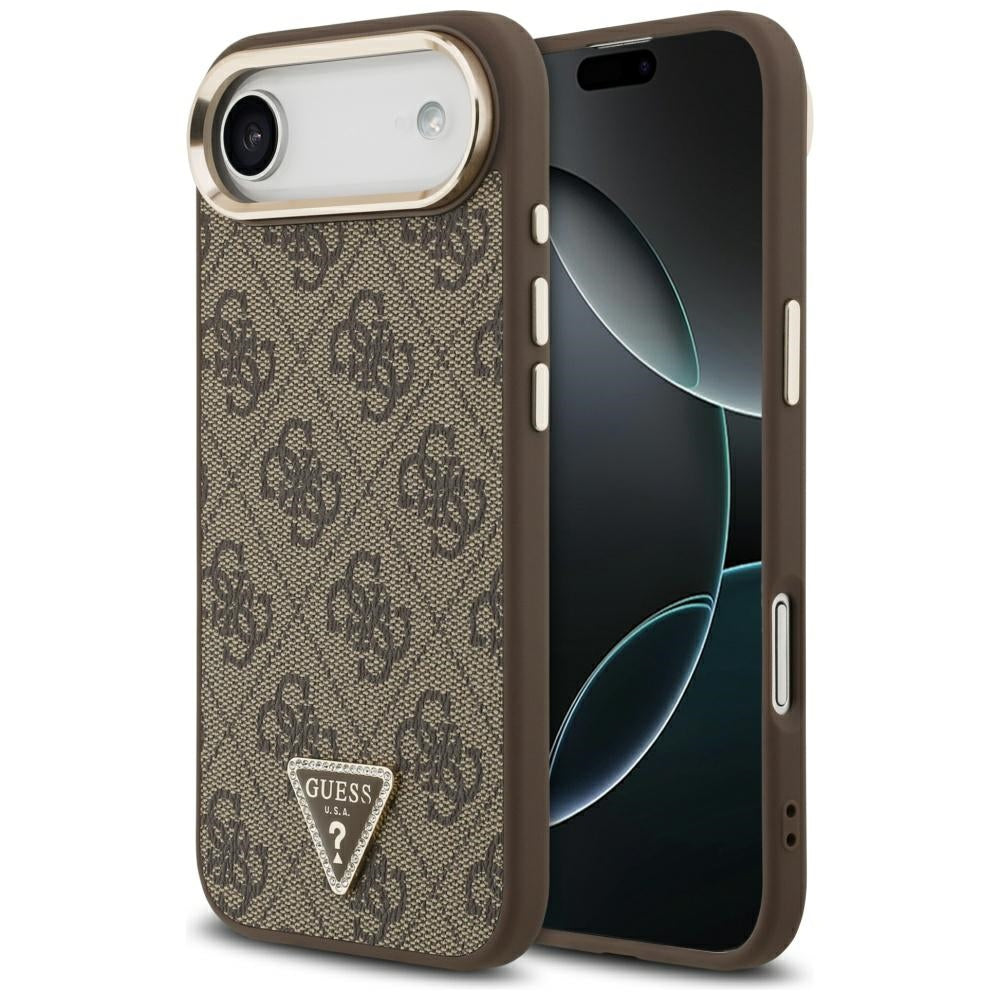 Fodral för Apple iPhone 17 Air, Guess, 4G Triangle Logo, Guldbrun