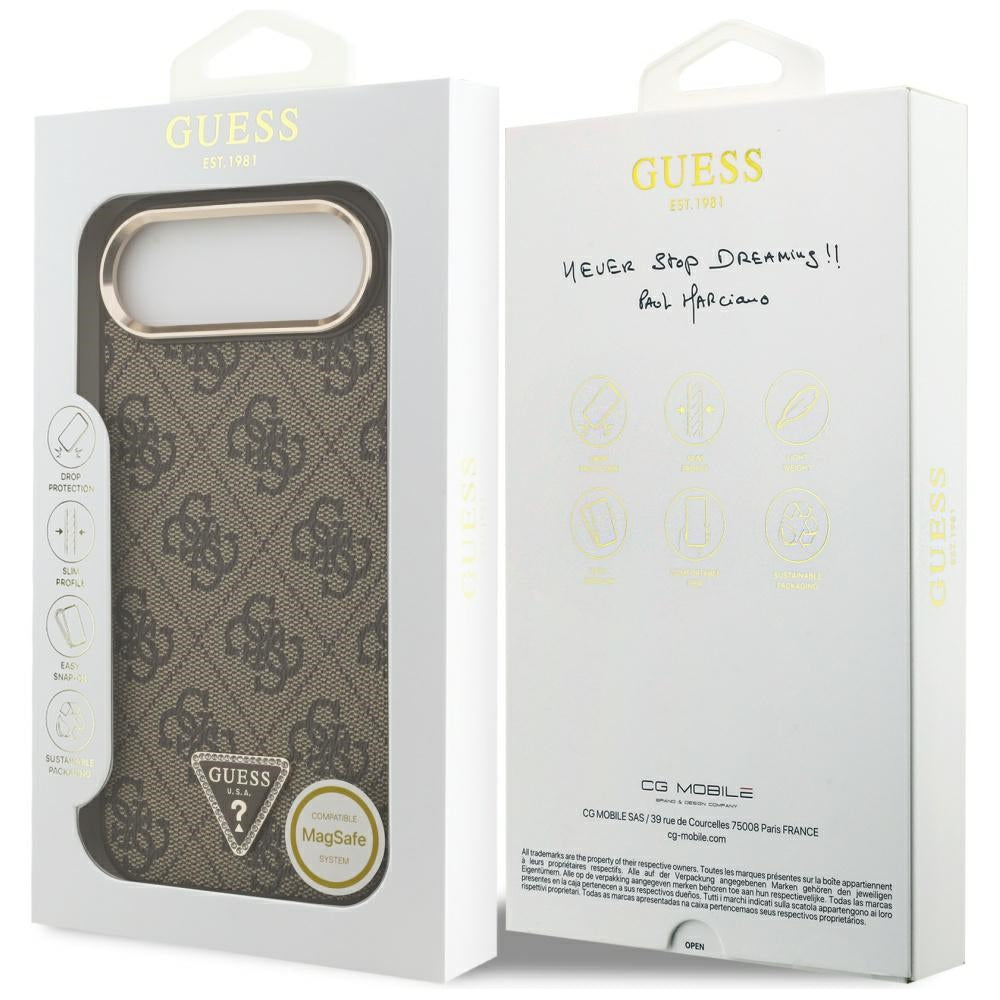 Fodral för Apple iPhone 17 Air, Guess, 4G Triangle Logo, Guldbrun