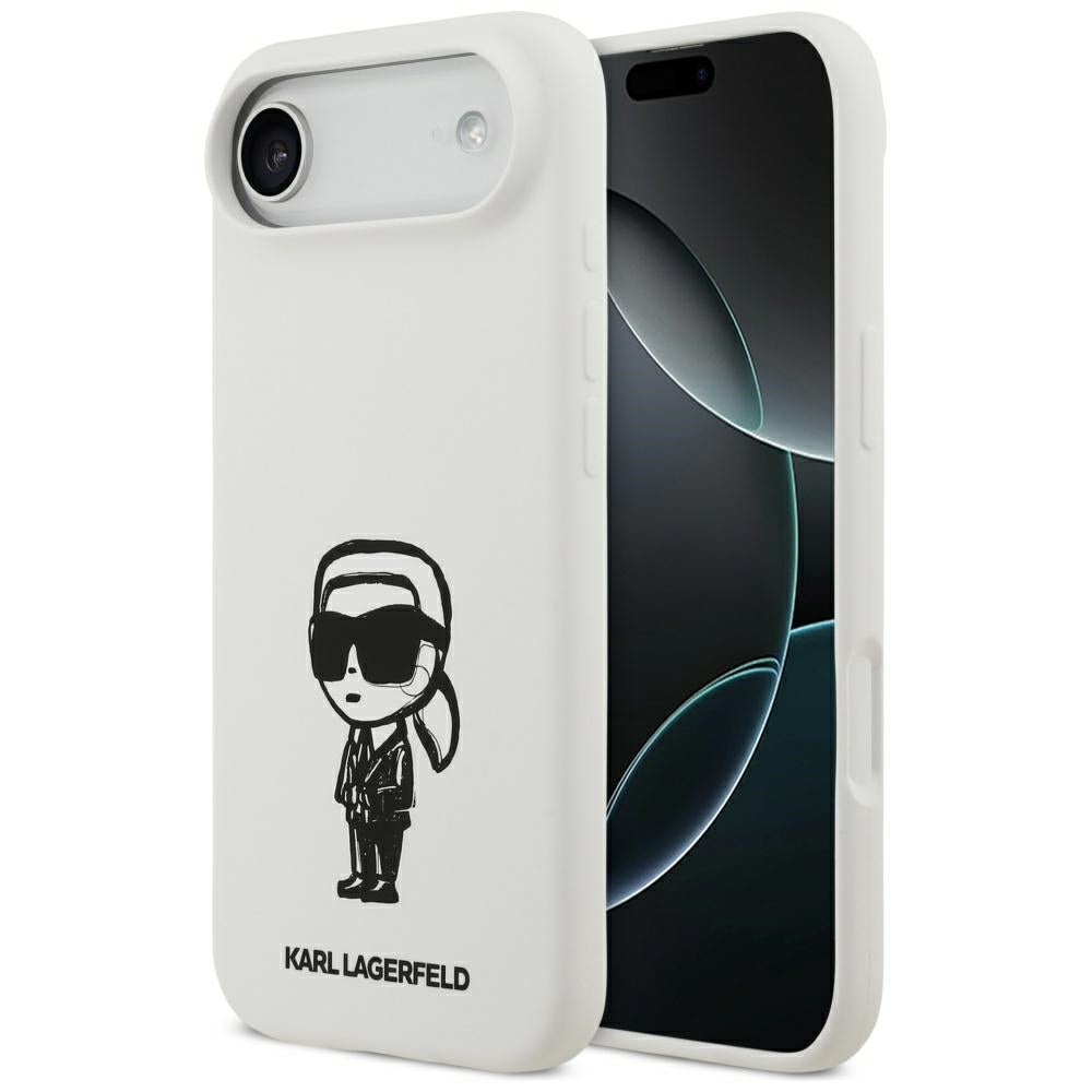 Skyddsfodral för Apple iPhone 17 Air, Karl Lagerfeld, Sketch and Logo Karl, Vit