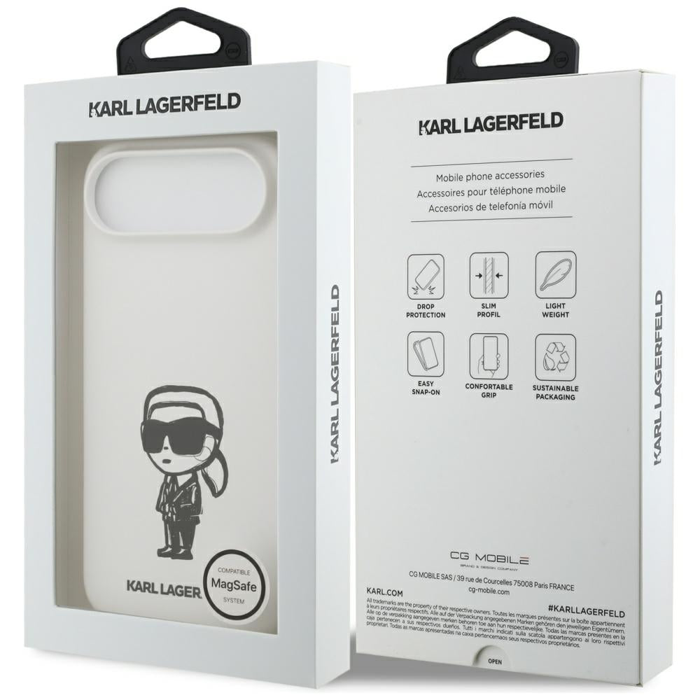 Skyddsfodral för Apple iPhone 17 Air, Karl Lagerfeld, Sketch and Logo Karl, Vit