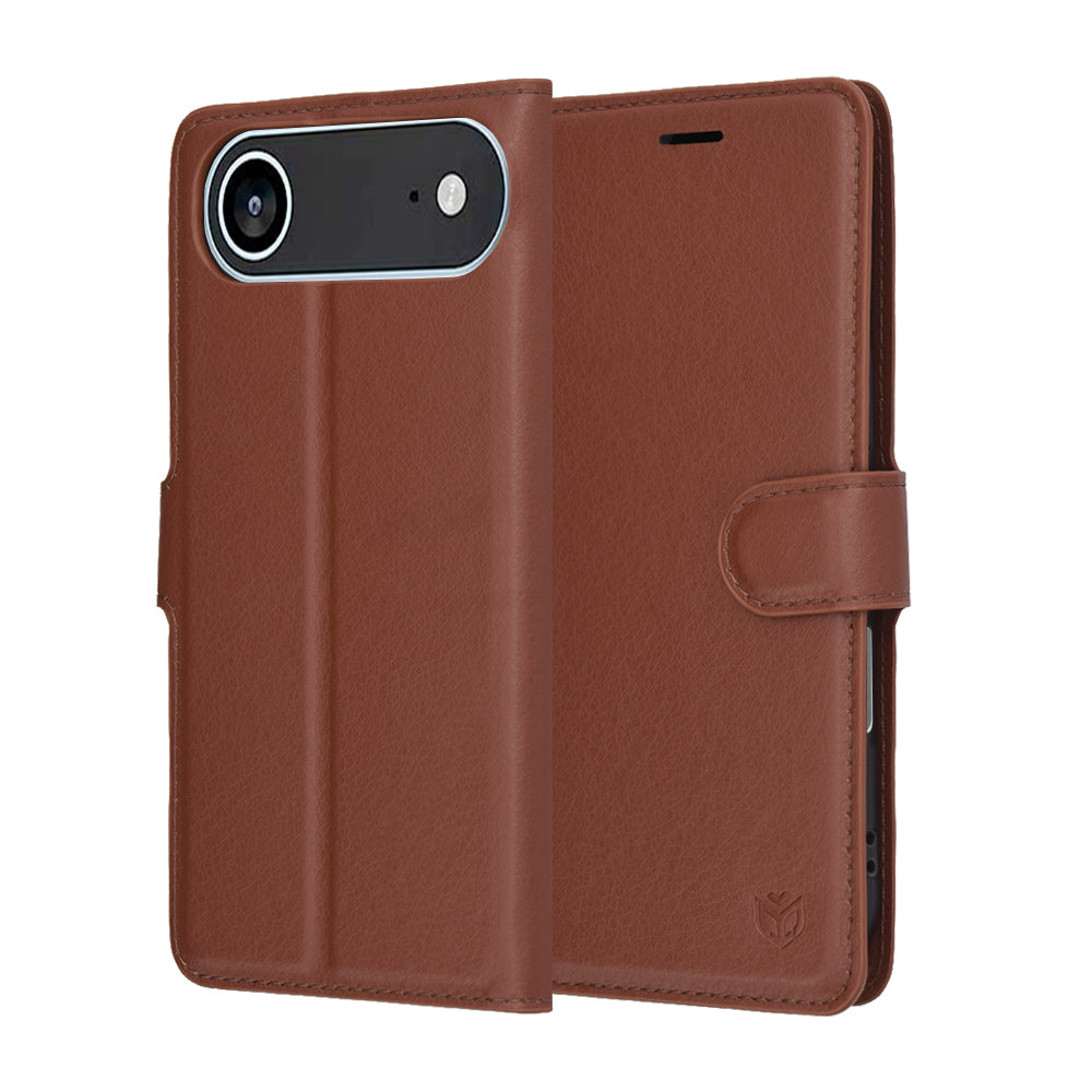 Fodral för Apple iPhone 17 Air, Techsuit, Leather Folio, Brun