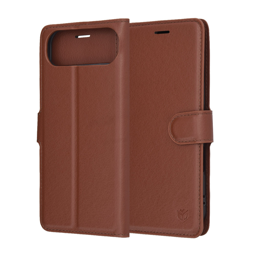 Fodral för Apple iPhone 17 Air, Techsuit, Leather Folio, Brun