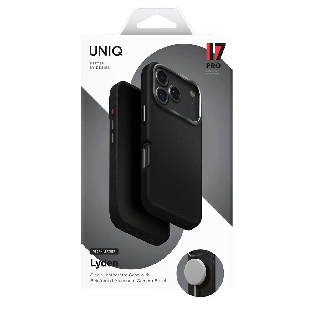 Fodral för Apple iPhone 17 Air, UNIQ, Lyden Leatherette, Svart