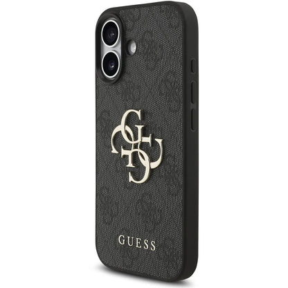 Fodral för Apple iPhone 17, Guess, 4G Classic Logo med rem, Svart