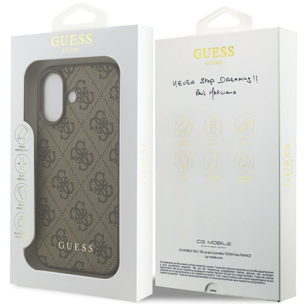 Fodral för Apple iPhone 17, Guess, 4G Classic, Brun