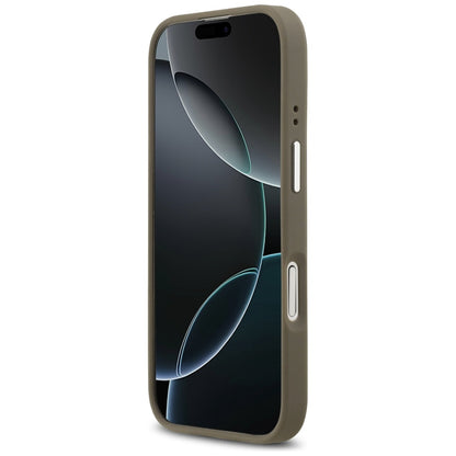 Fodral för Apple iPhone 17, Guess, 4G Grained Big And Classic Logo, Brun Silver