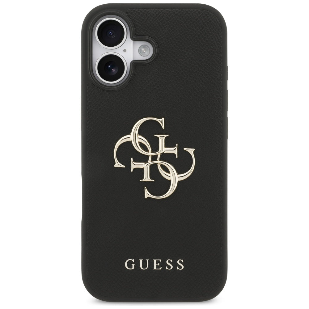 Fodral för Apple iPhone 17, Guess, 4G Grained Big and Classic Logo, Svart