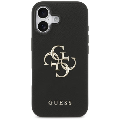 Fodral för Apple iPhone 17, Guess, 4G Grained Big and Classic Logo, Svart