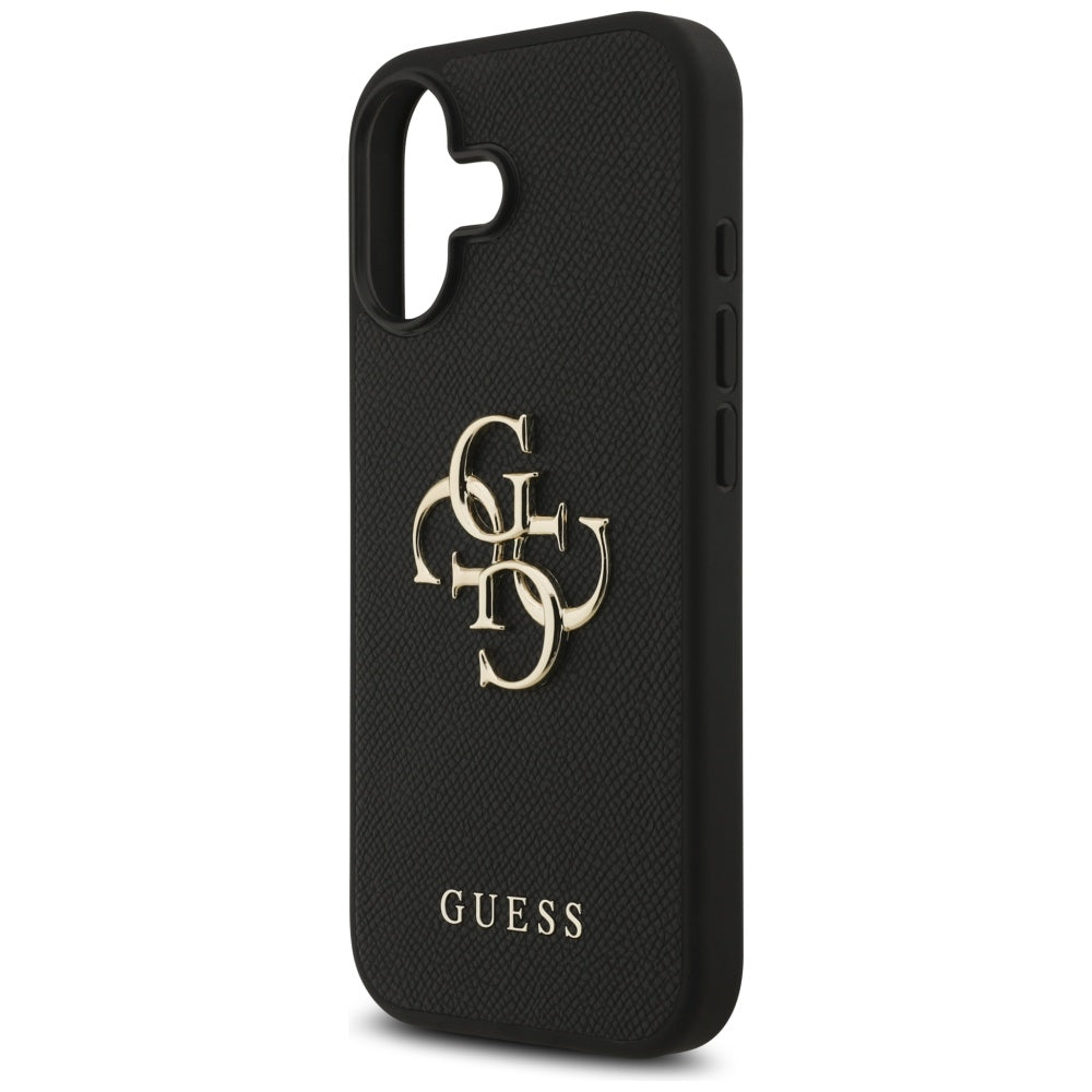 Fodral för Apple iPhone 17, Guess, 4G Grained Big and Classic Logo, Svart
